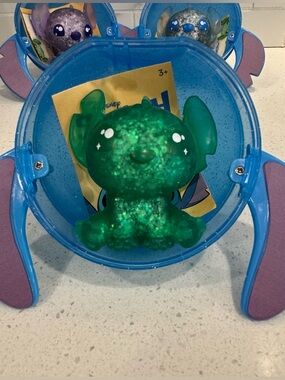 Disney Stitch Squishy Figure Glitter Filled from Mystery Stitch Ball Green